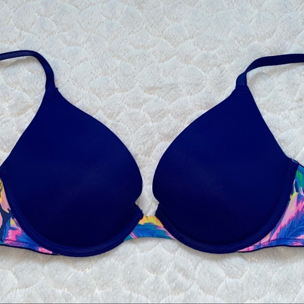 Pink 32B Everywhere Push‎ Up Bra Navy Blue